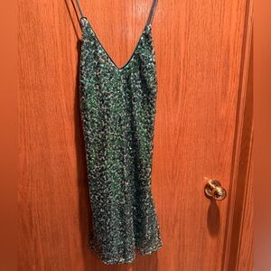Lulu's Sparkling Green Backless Dress